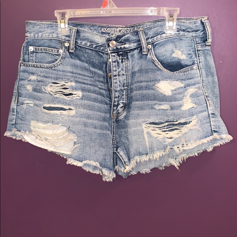 Light Wash Distressed Shorts